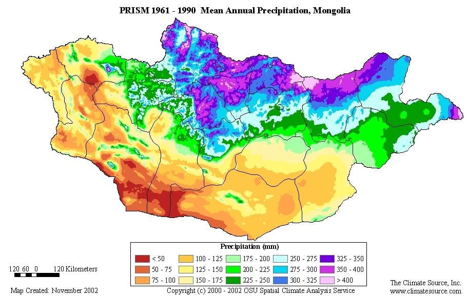 térkép Mongólia népsűrűségű