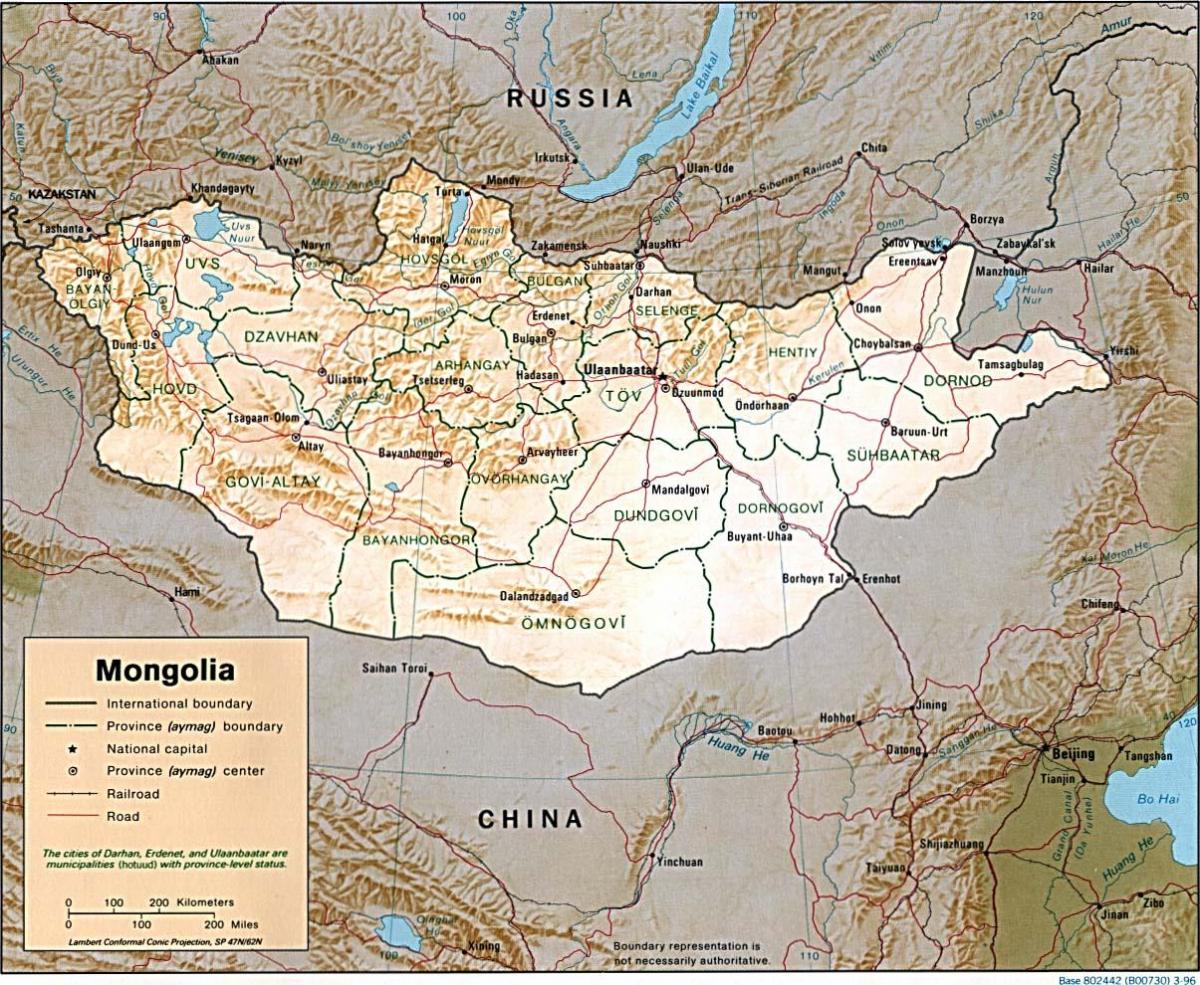 Mongólia földrajzi térkép
