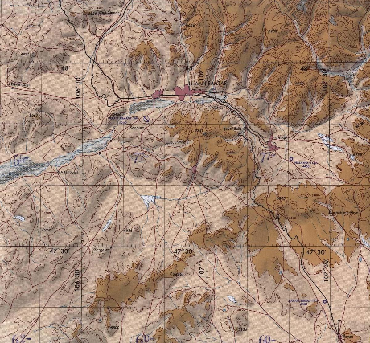 térkép Mongólia topográfiai