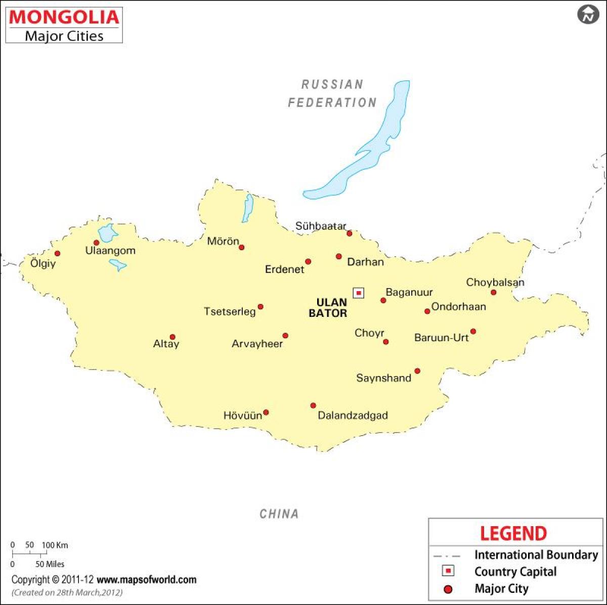 Mongólia térkép városok
