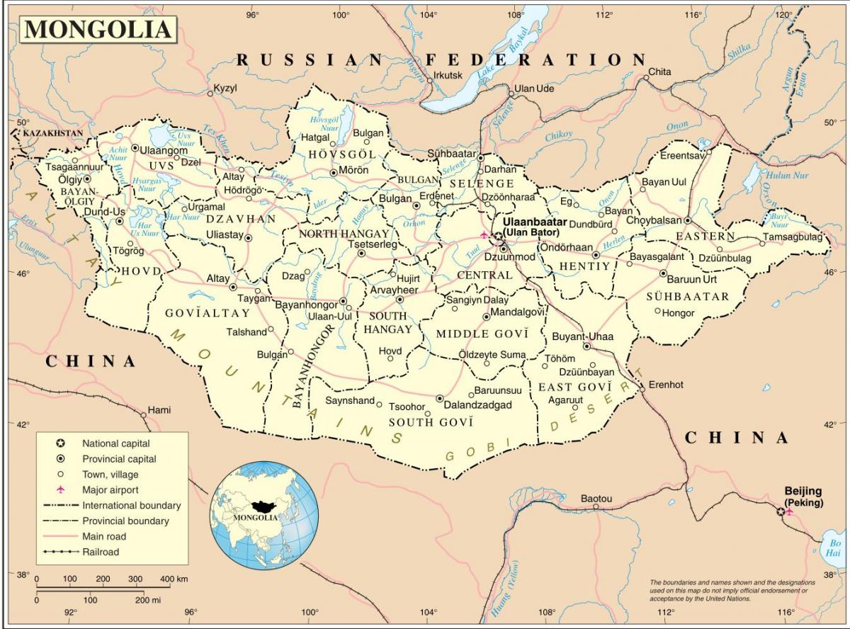 Mongólia ország térkép